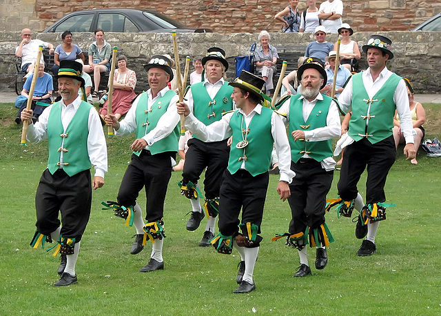 Morris dancing at Wells by Arpingstone. This image is in the public domain